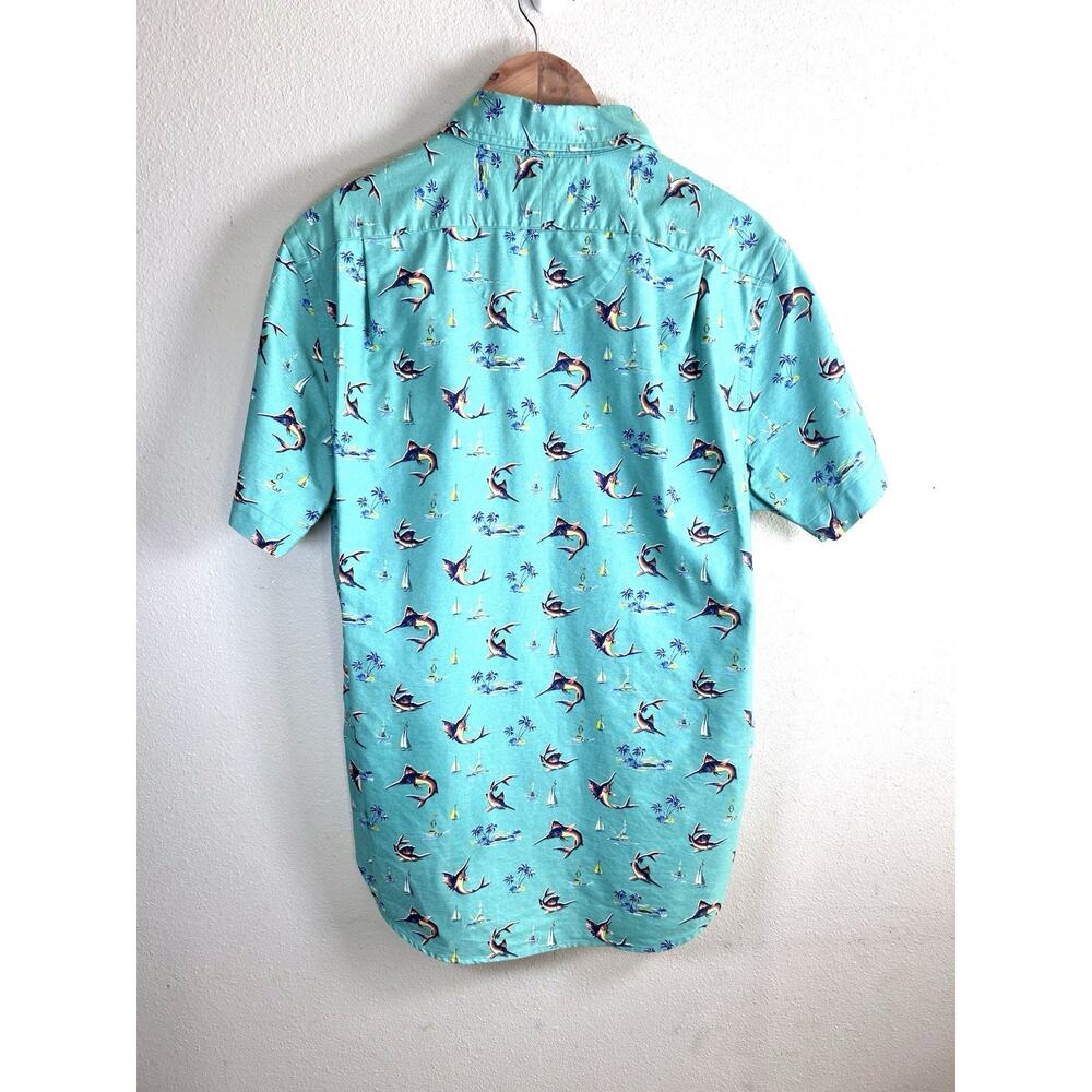 Ralph Lauren Mens M Green Classic Cotton Nautical Fish Graphic Button-Down Shirt - Picture 4 of 6